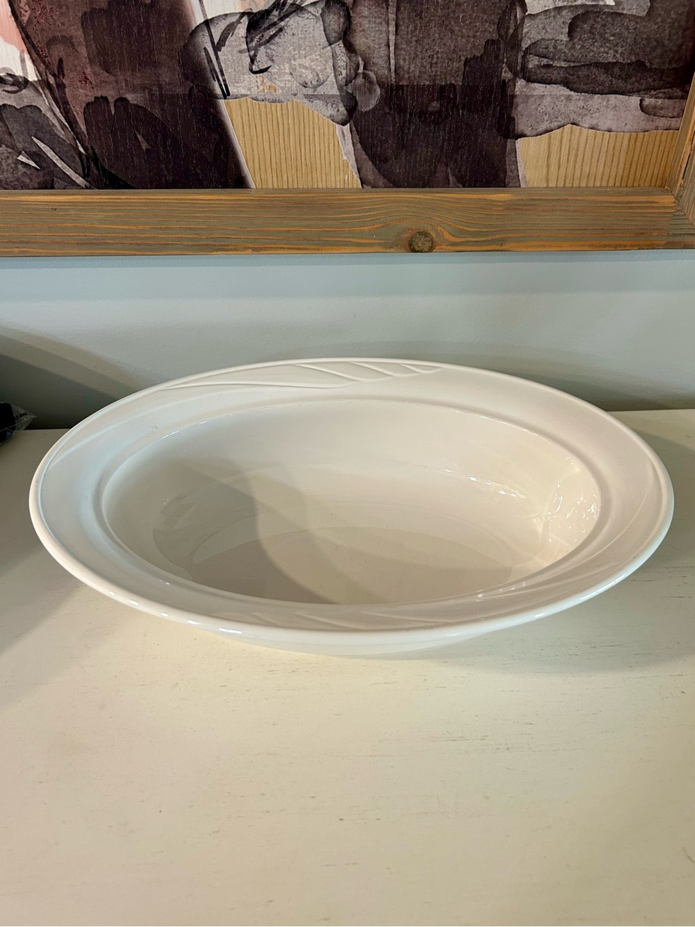 Vintage Corning Casual Elegance White Ceramic Oval Serving Bowl